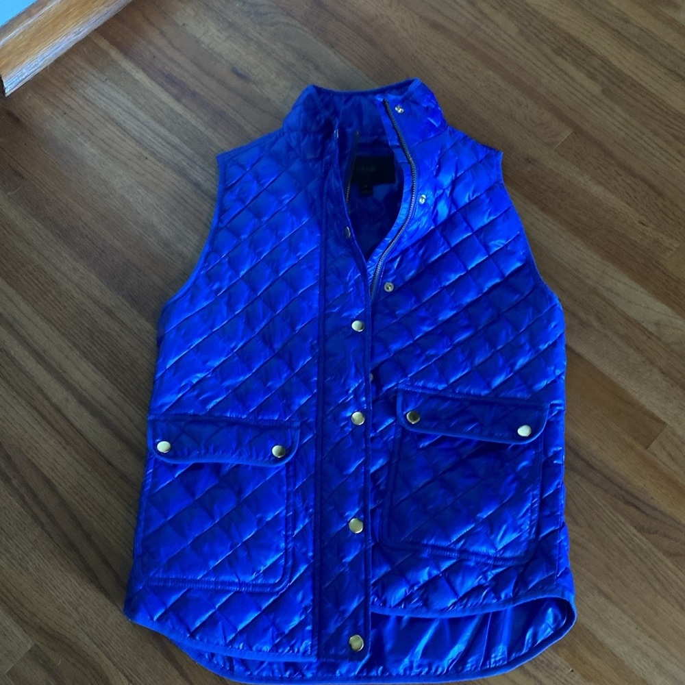 Quilted Blue Vest with Gold Accents